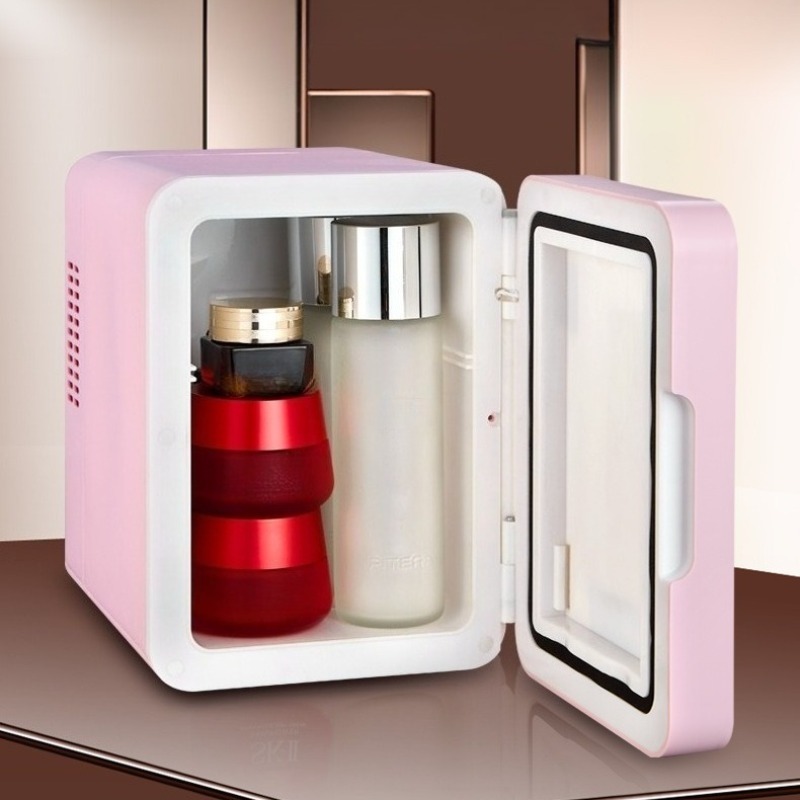 Luxury Skincare & Spa Reviews - Tragbarer Mini-Make-up-Kühler, luxuriöser Kosmetikkühlschrank mit Spiegel,