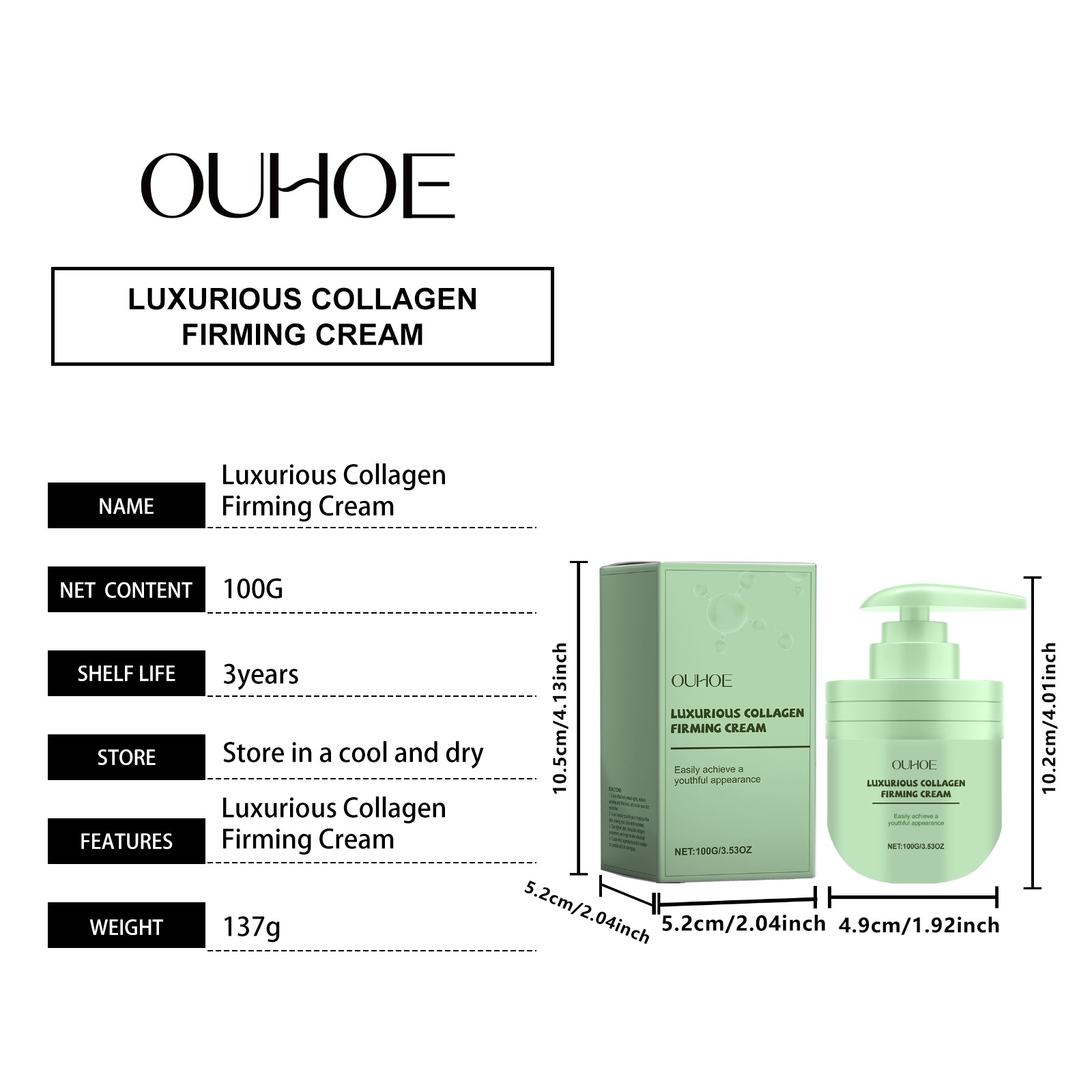 100 g Kollagen-Peptid-Creme, d – Luxury Skincare Jars Bewertung und Preis